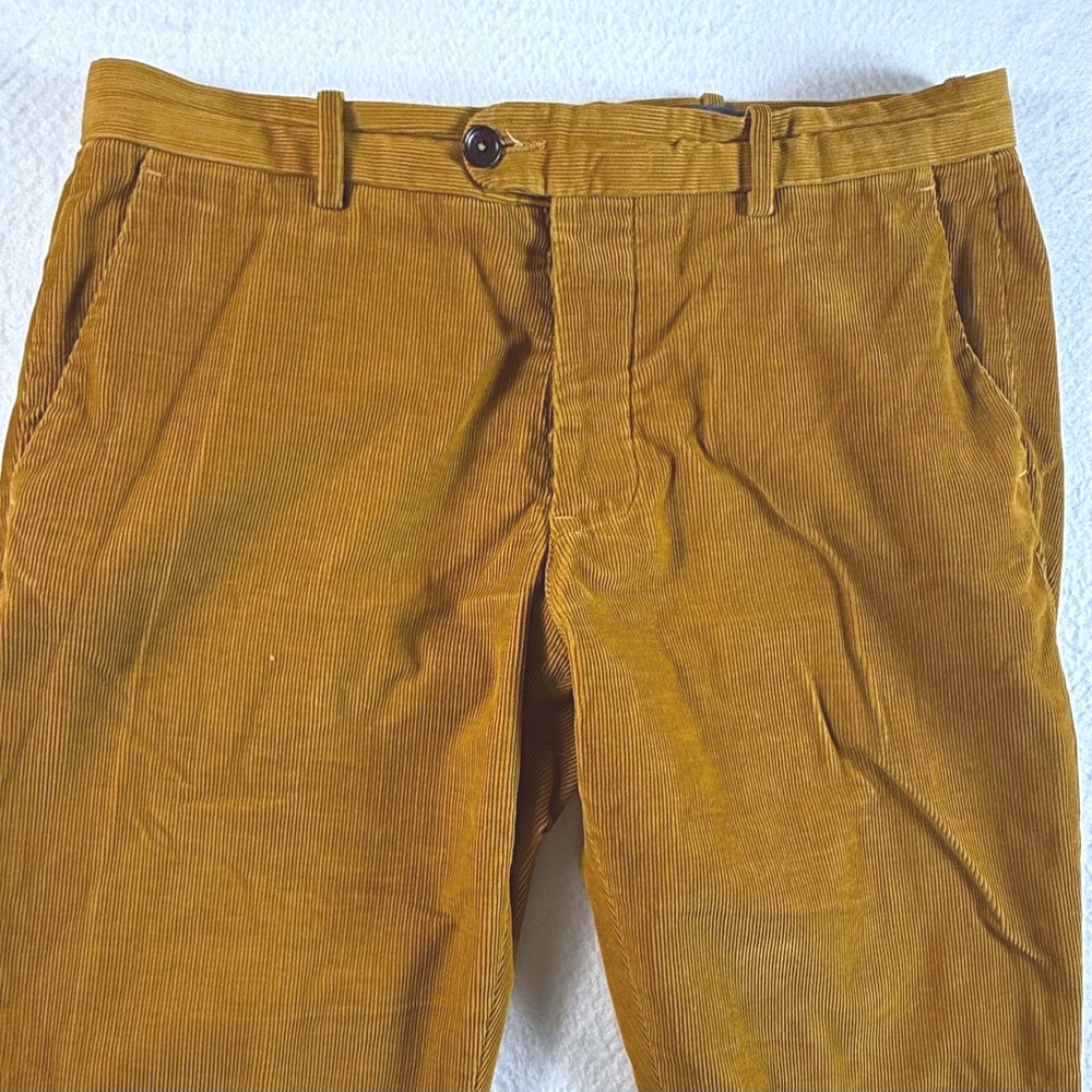 Gustin Corduroy Pants Mens 36 Straight Leg Button Fly Mustard Yellow